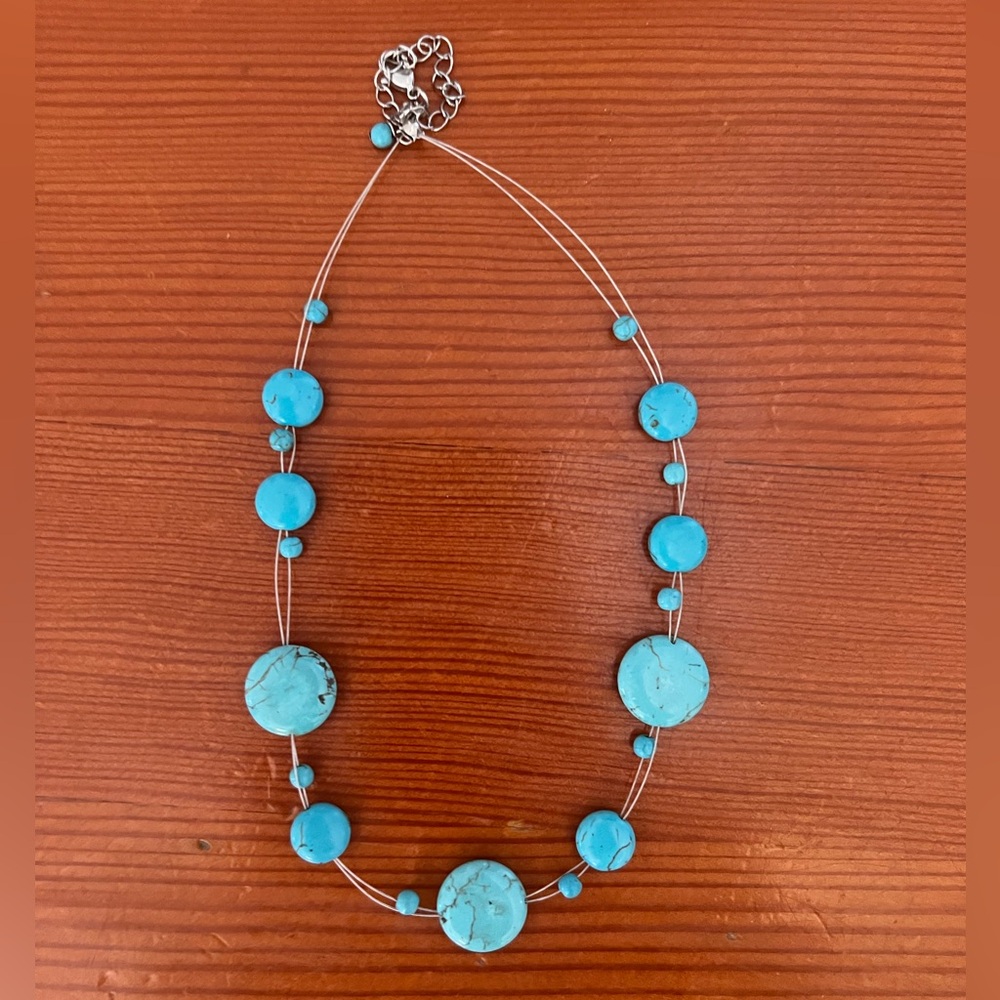 Turquoise Boho Beaded Illusion Necklace